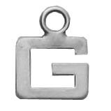 a silver letter on a white background