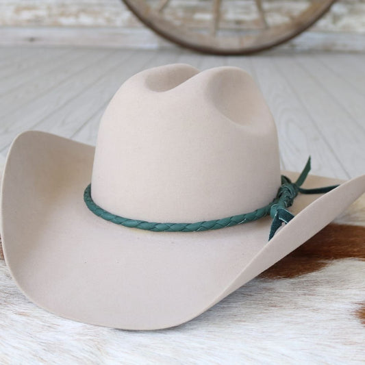 Teal Single Braided Leather Hat Band