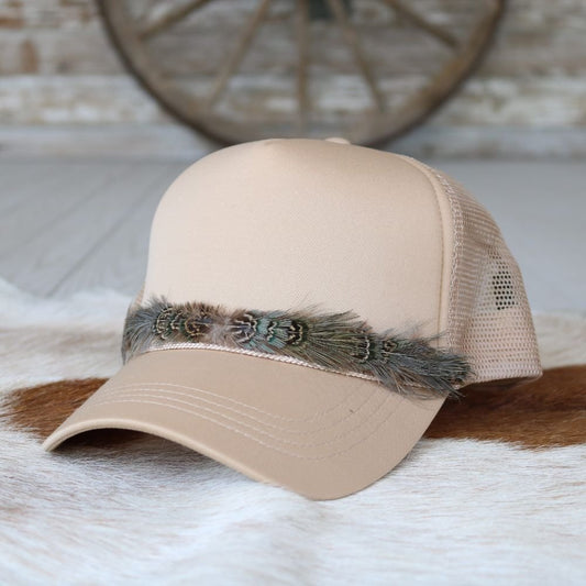 Mini Feather Hat Band for Trucker Caps – Dove