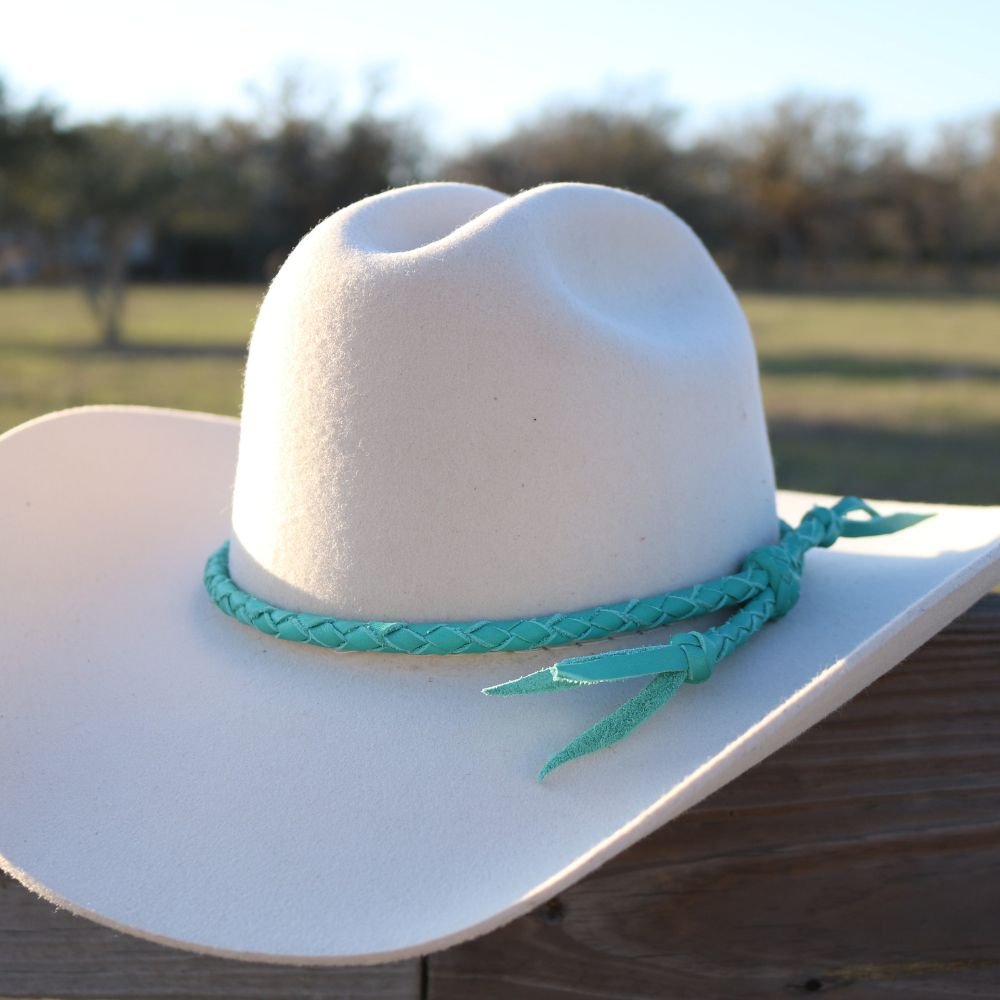 Turquoise Braided Leather Hat Band