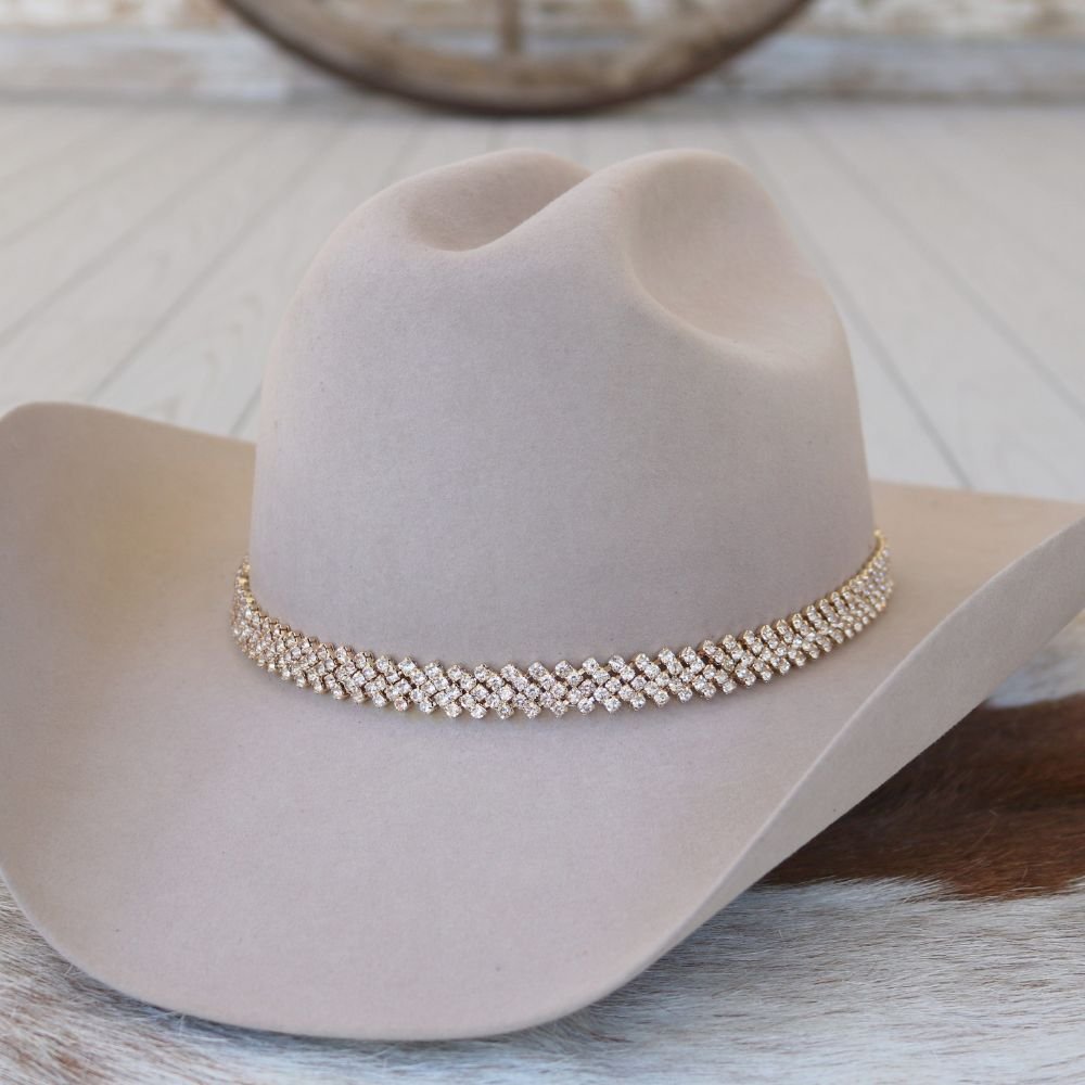 Gold Rhinestone Bling Hat Band - The Loretta