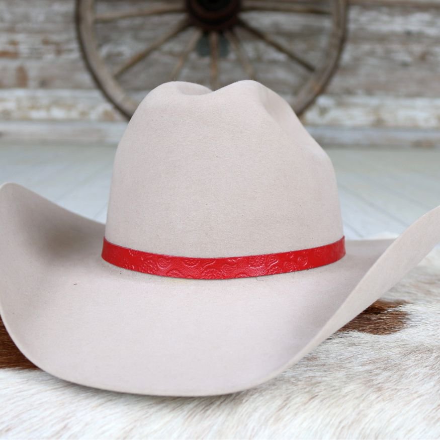 Red Paisley Leather Hat Band