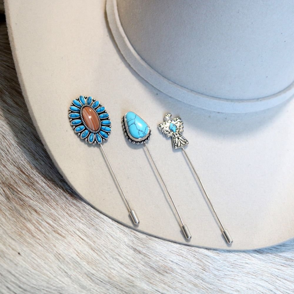 Oval Stick Hat Pin - Desert Flame