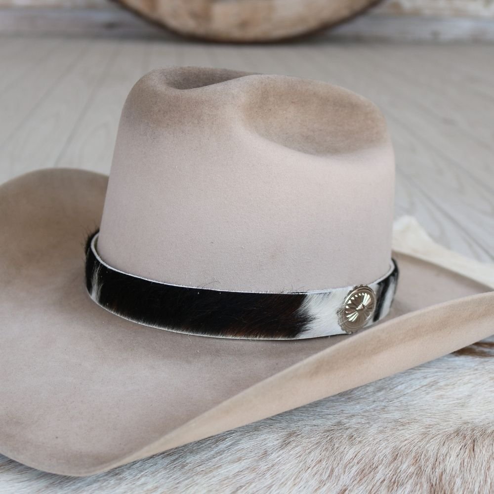 Cowhide Hat Band - Black & White