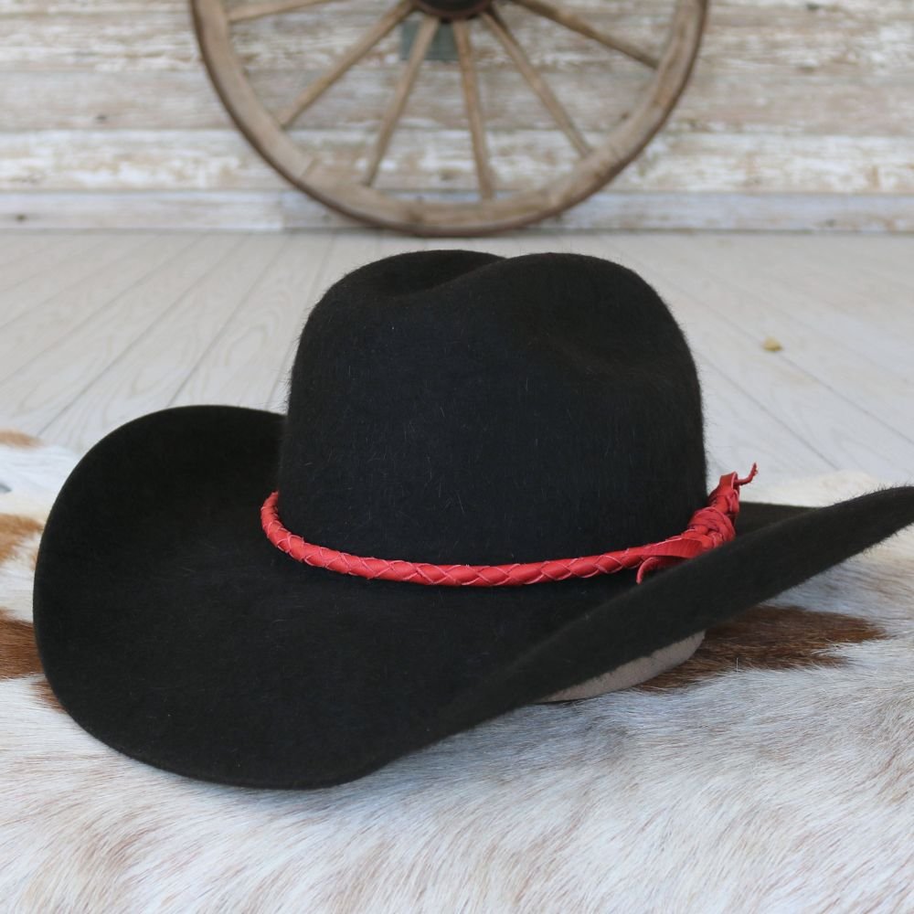 Red Braided Leather Hat Band
