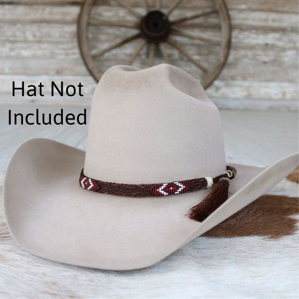 Horsehair Beaded Hat Band - Red Roan