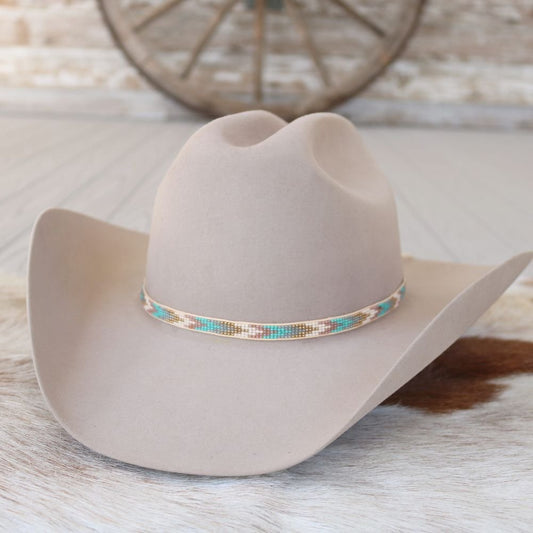 Blue Chevron Beaded Hat Band