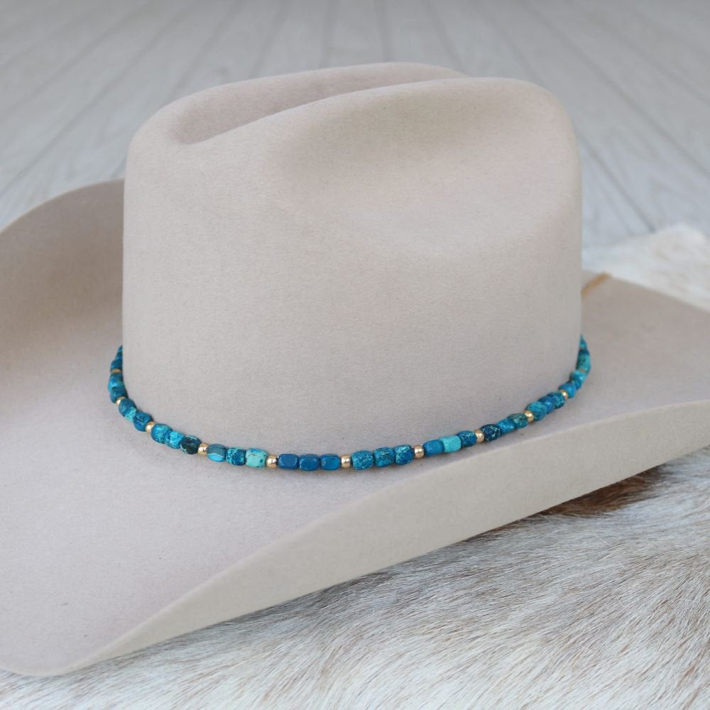 Chunky Deep Blue Stone Hat Band - Briggs