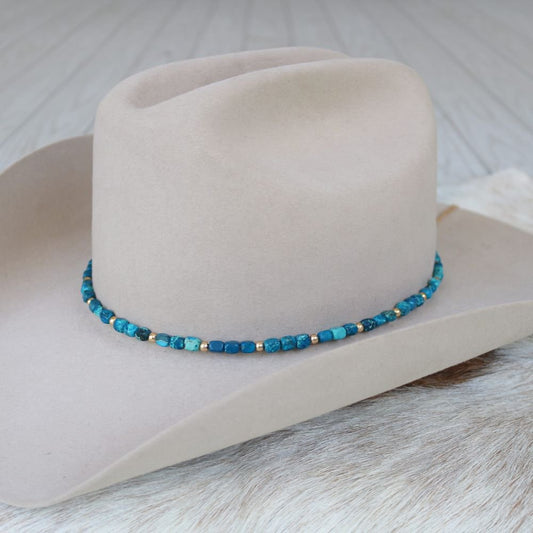 Chunky Deep Blue Stone Hat Band - Briggs