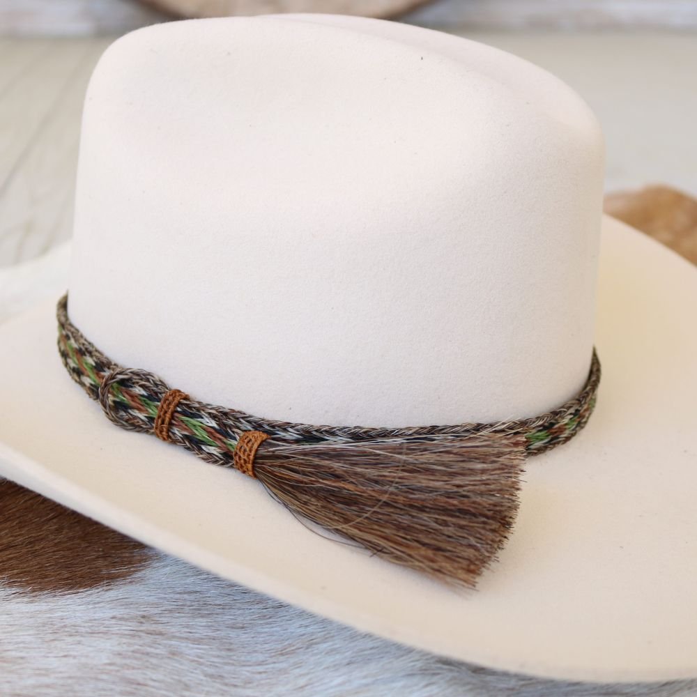 Horsehair Green Braided Tassel Hat Band