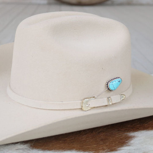 Beaded Edge Turquoise Hat Pin - Sierra
