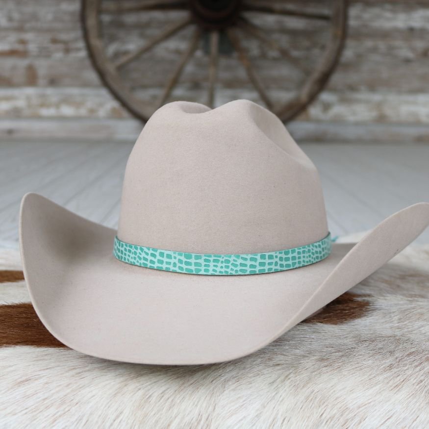 Leather Hat Band – Mint Croc