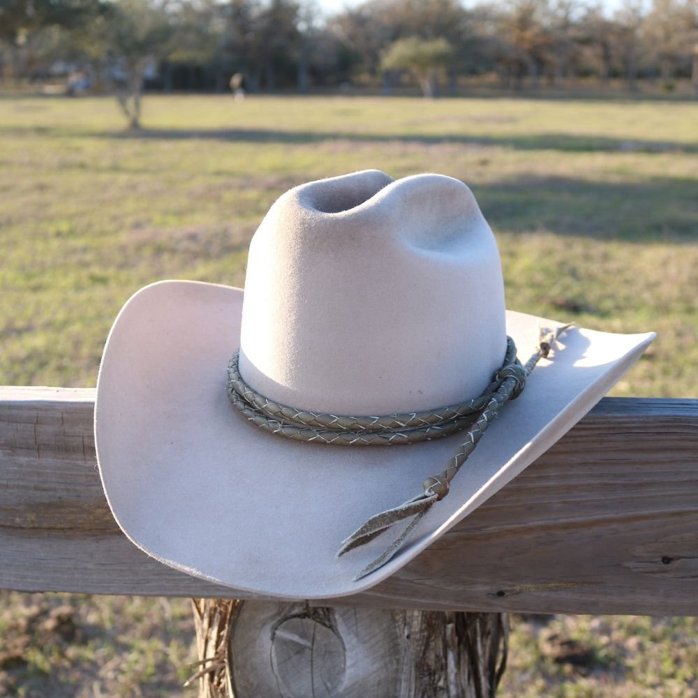 Olive Green Braided Leather Hat Band