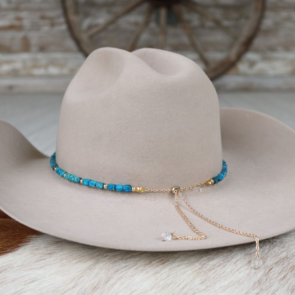 Chunky Deep Blue Stone Hat Band - Briggs