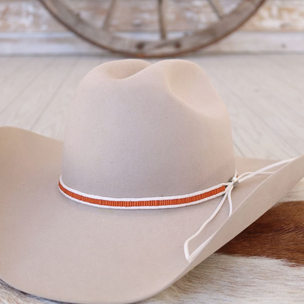 Orange Lane Stitch Beaded Hat Band