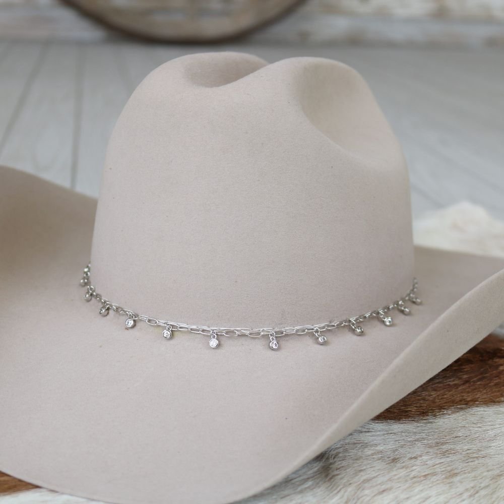 Paperclip Chain Hat Band with Rhinestones - The Lana