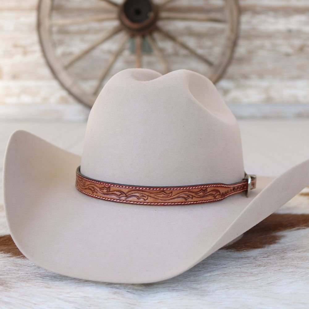 Carved Leather Hat Band - Dakota