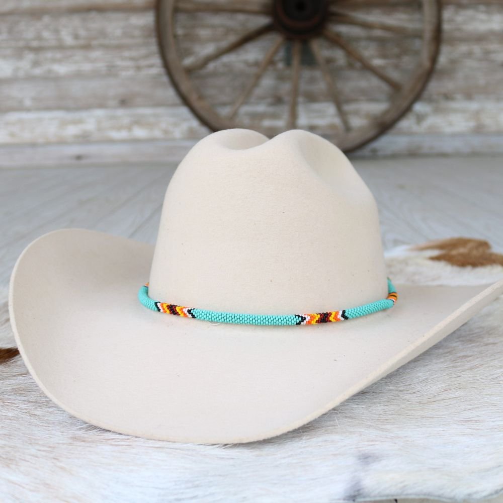 Round Beaded Hat Band (Turquoise)