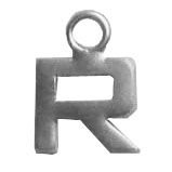 a silver letter with a hole in the middle