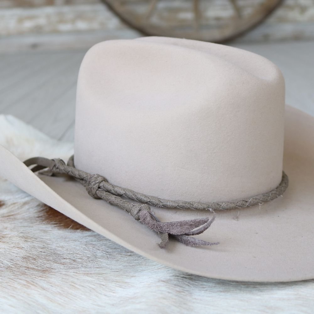 Light Grey Braided Leather Hat Band