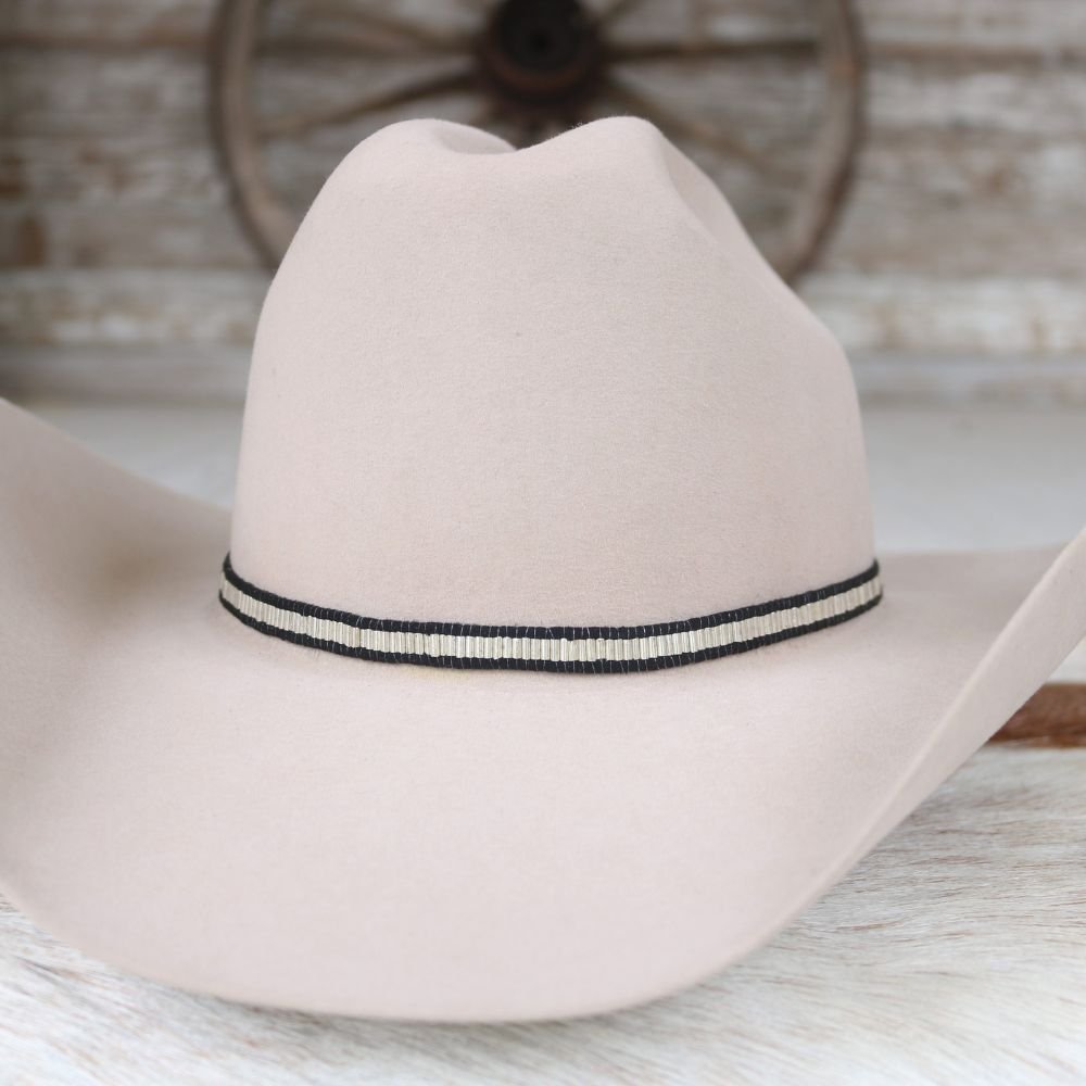 Silver & Black Lane Stitch Hat Band
