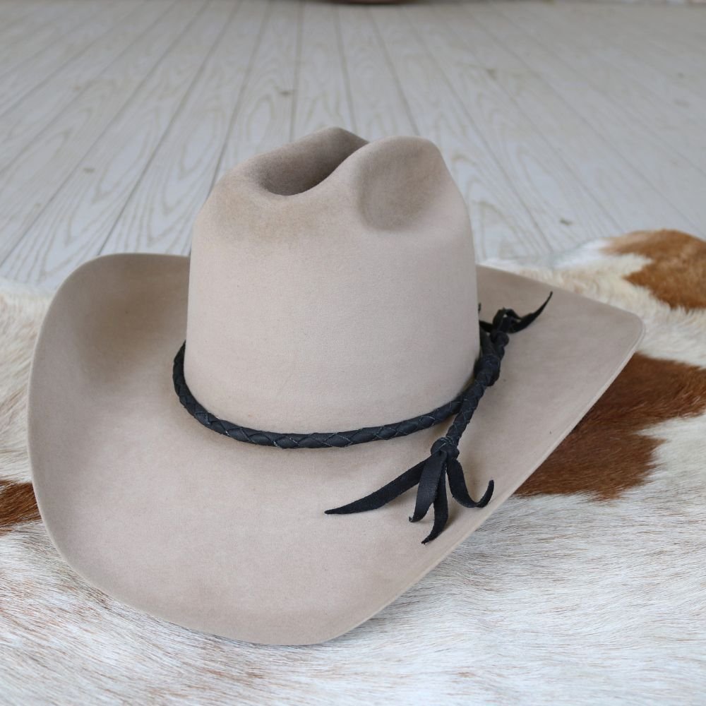 Black Braided Leather Hat Band