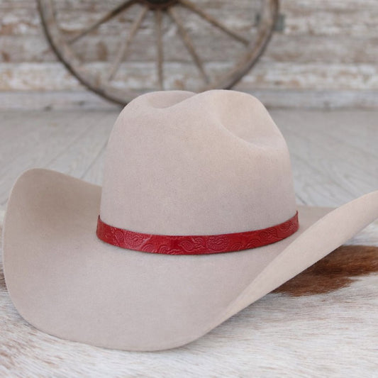 Red Paisley Leather Hat Band