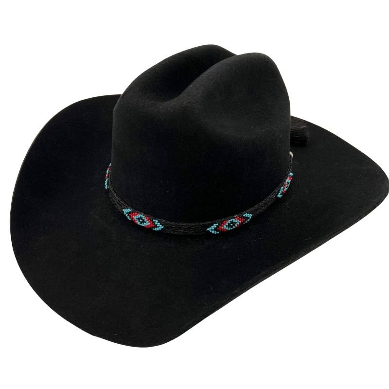 Horsehair Beaded Hat Band - Blue Roan