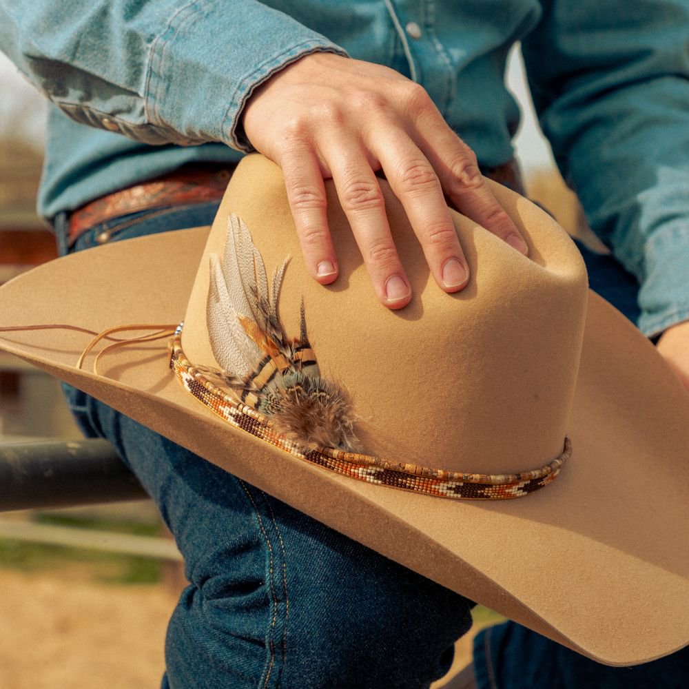 Brown Chevron Beaded Hat Band