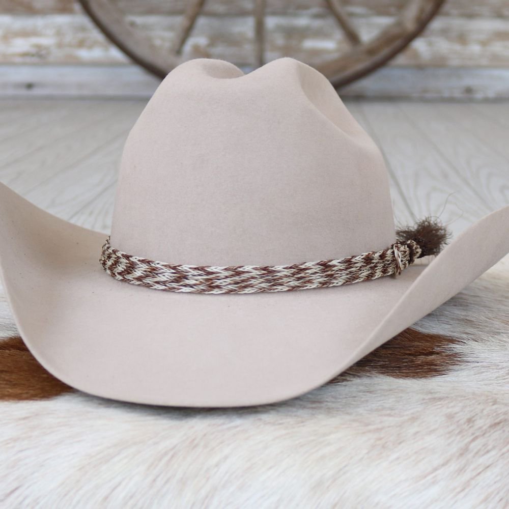 Genuine Horsehair 6 Strand Braided Hat Band with Single Tassel - Chestnut