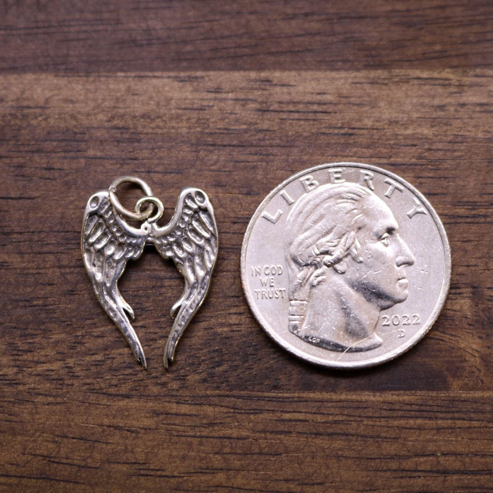 a coin and a silver pendant