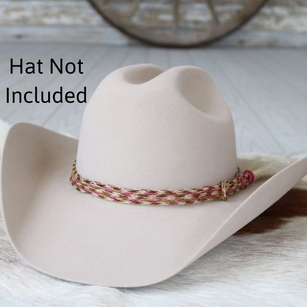 Horsehair Pink Braided Tassel Hat Band