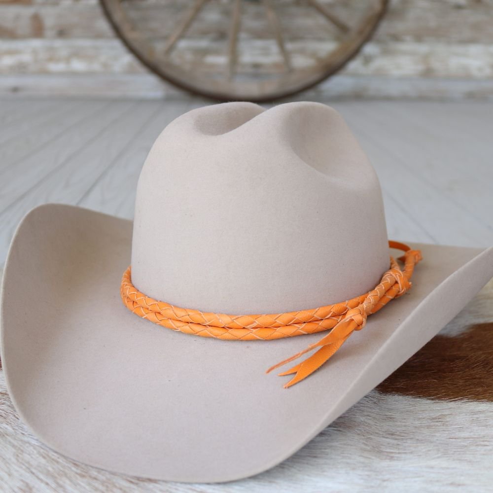 Orange Braided Leather Hat Band