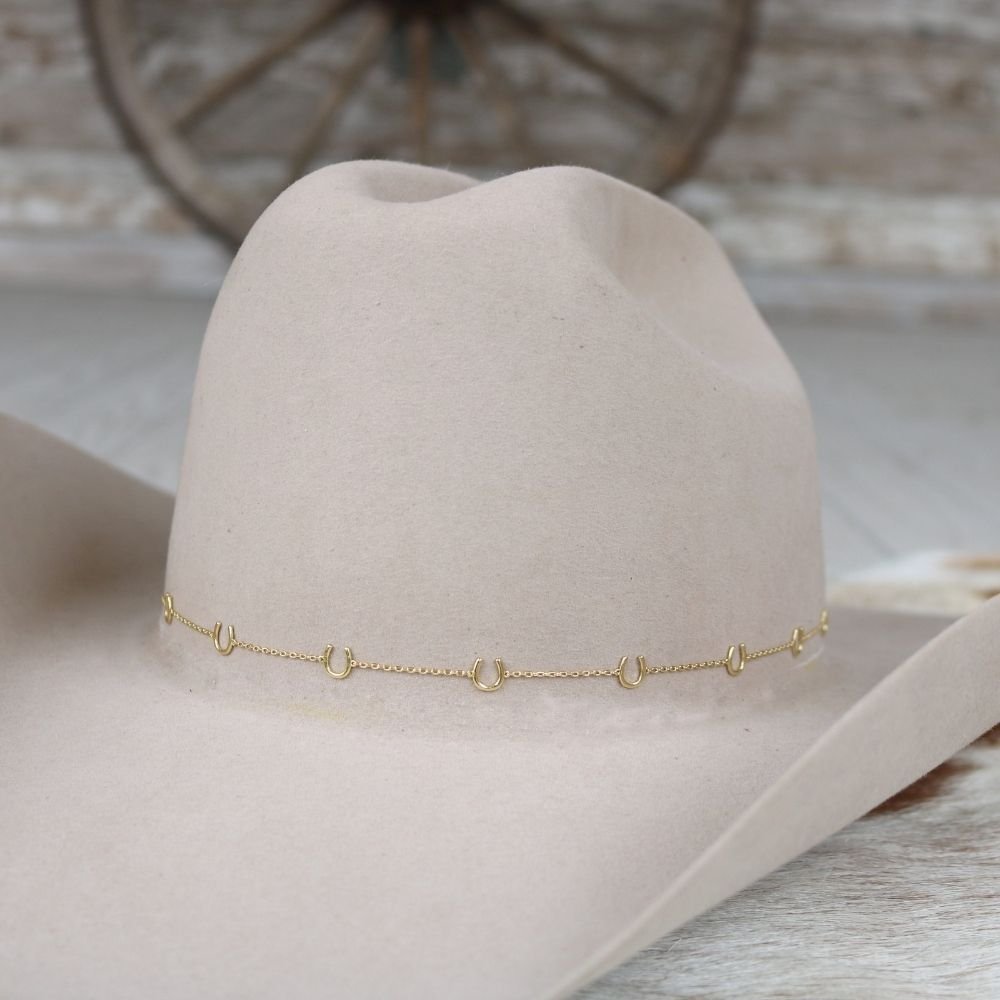 a cowboy hat with a gold band