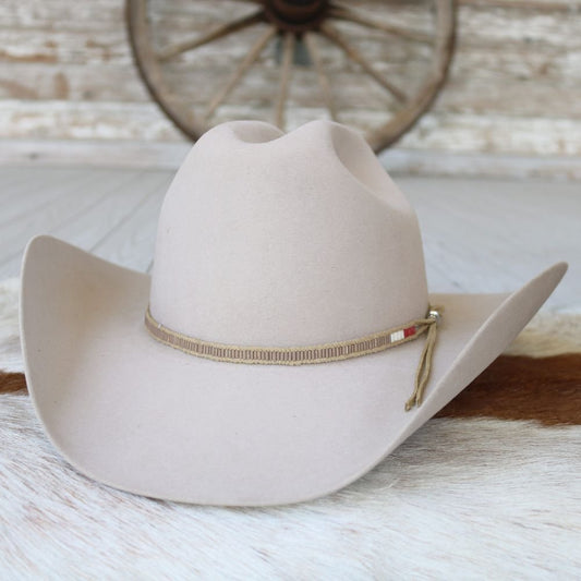 Lane Stitch Tan Beaded Hat Band