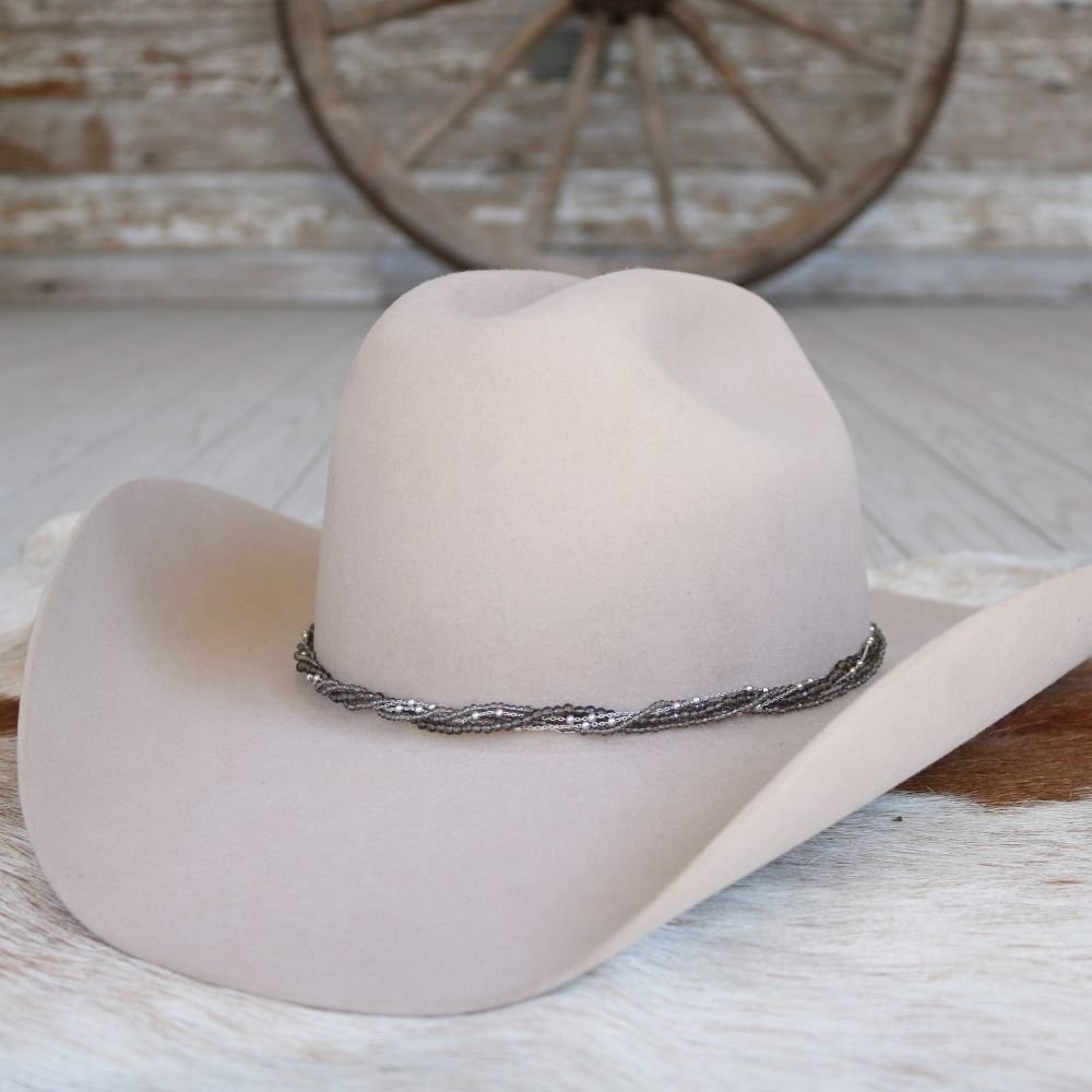 Smoke Grey Multi-Strand Beaded Hat Band
