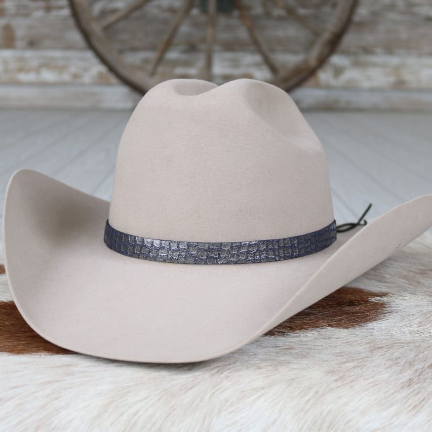 Leather Hat Band – Slate Croc