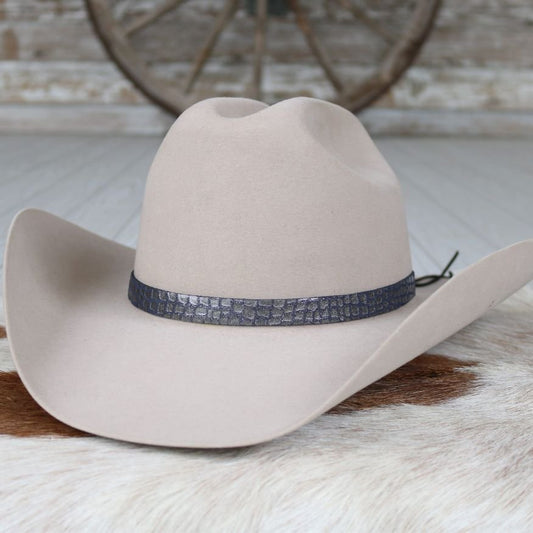 Leather Hat Band – Slate Croc