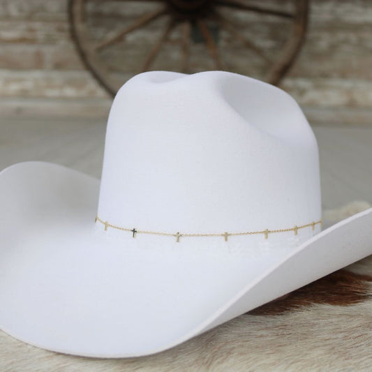 14K Gold Plated Cross Chain Hat Band