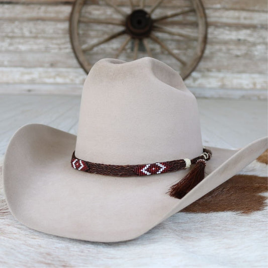 Horsehair Beaded Hat Band - Red Roan