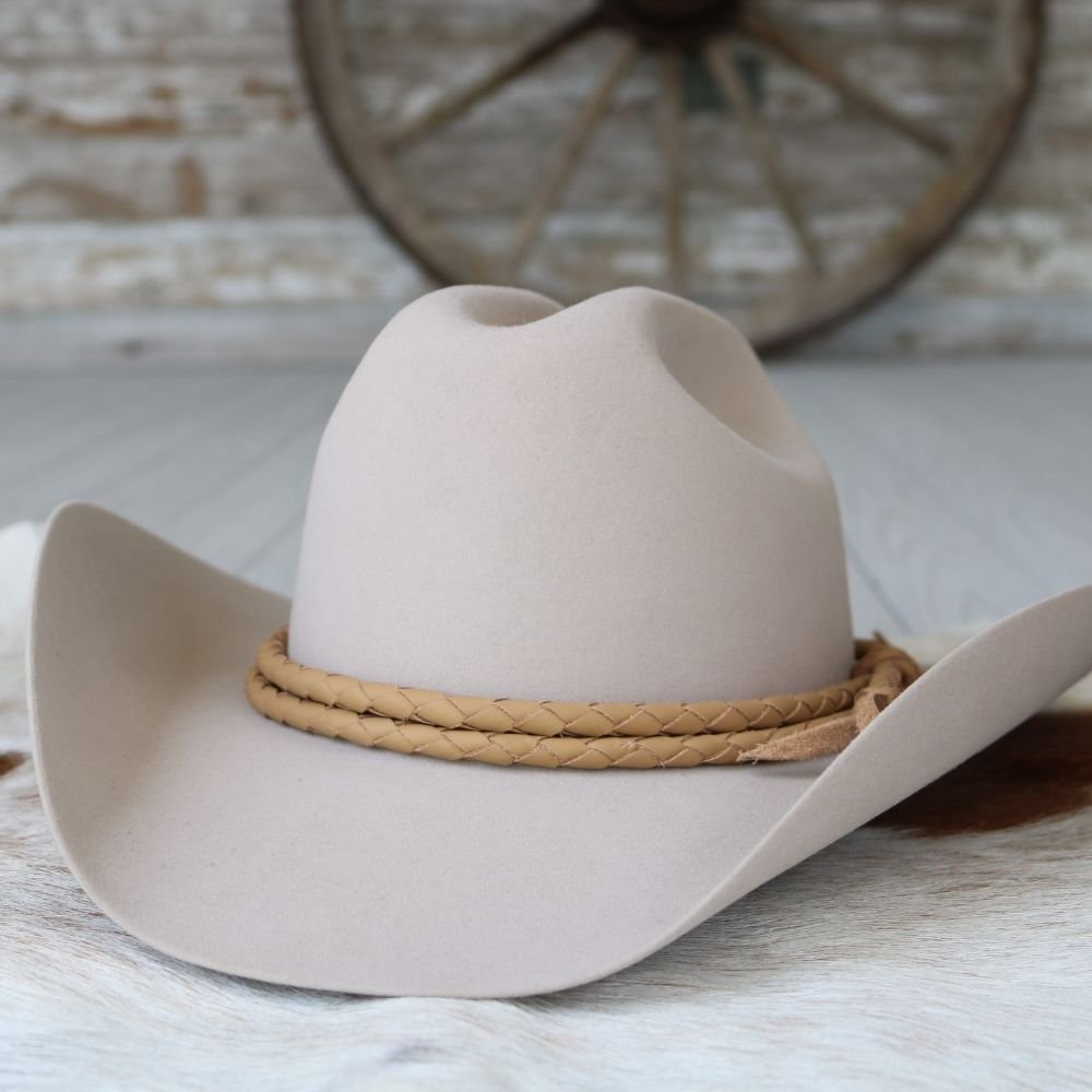 Tan Braided Leather Hat Band