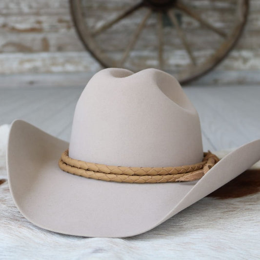 Tan Braided Leather Hat Band