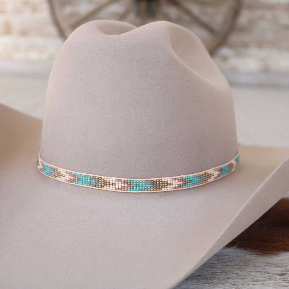 Blue Chevron Beaded Hat Band