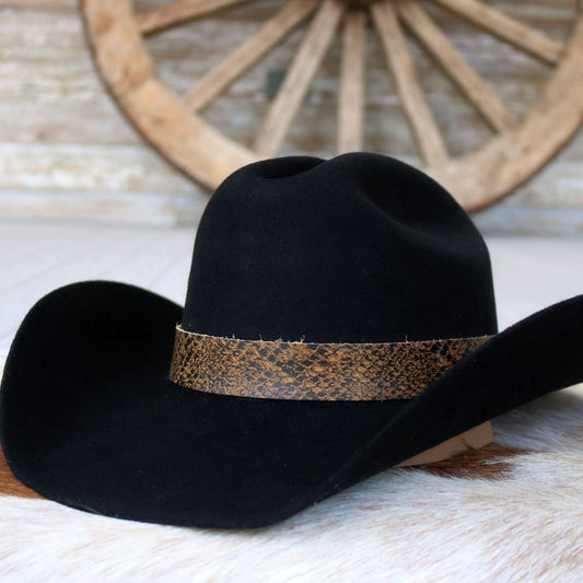 Brown Snake Print Leather Hat Band