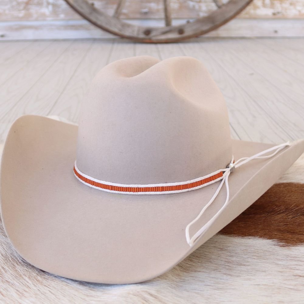 Orange Lane Stitch Beaded Hat Band