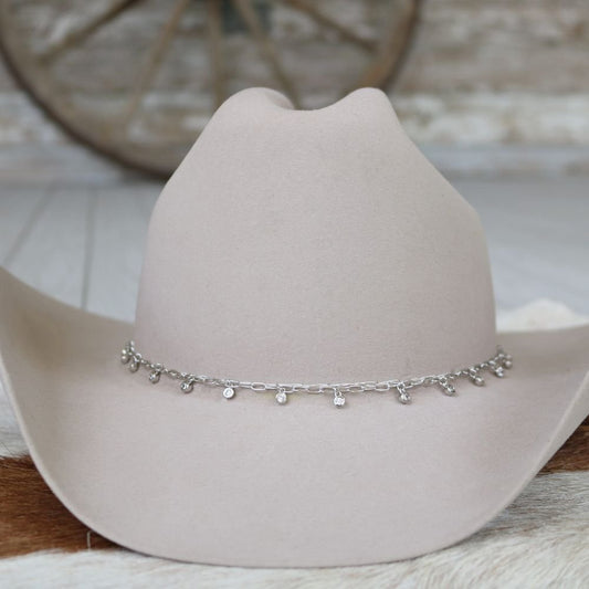 Paperclip Chain Hat Band with Rhinestones - The Lana