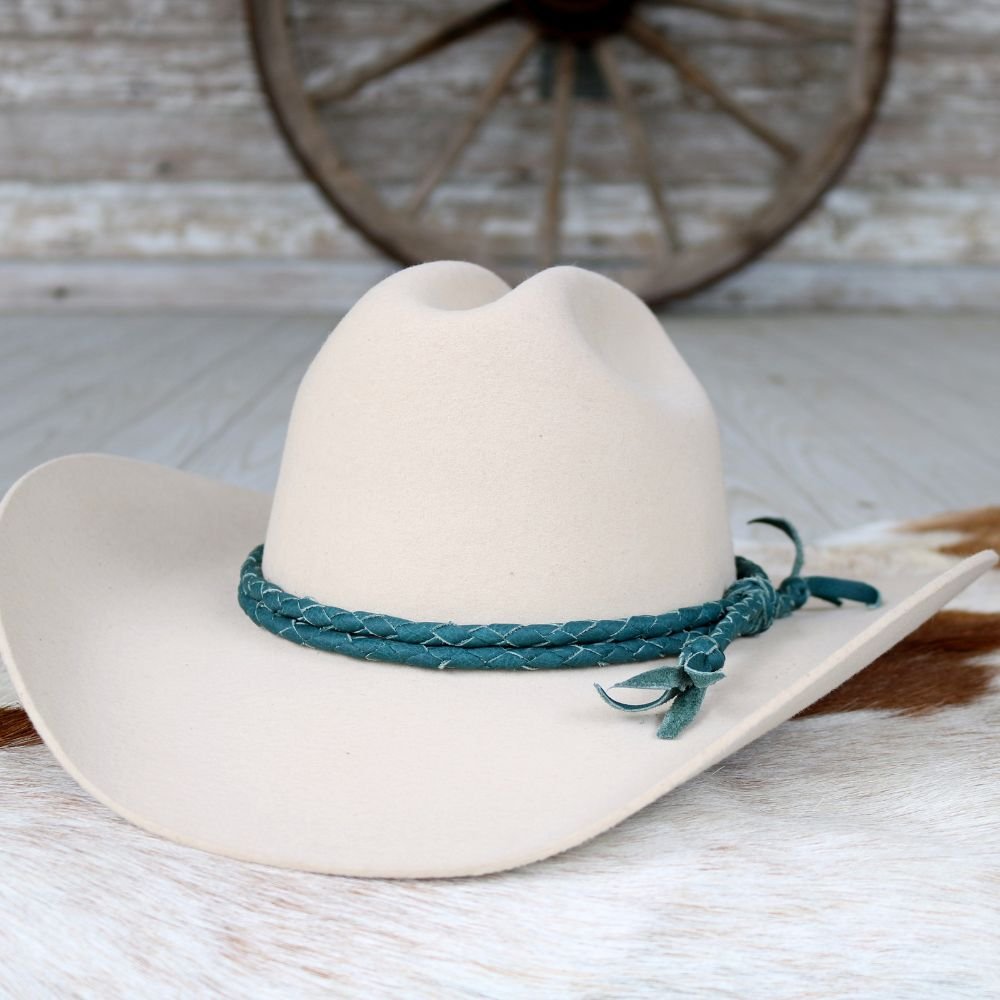 Teal Braided Leather Hat Band