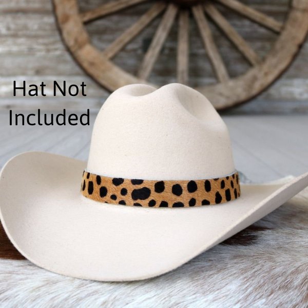 Spotted Print Leather Hat Band - Sahara