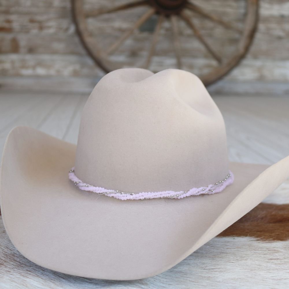 Transparent Pink Multi-Strand Beaded Hat Band