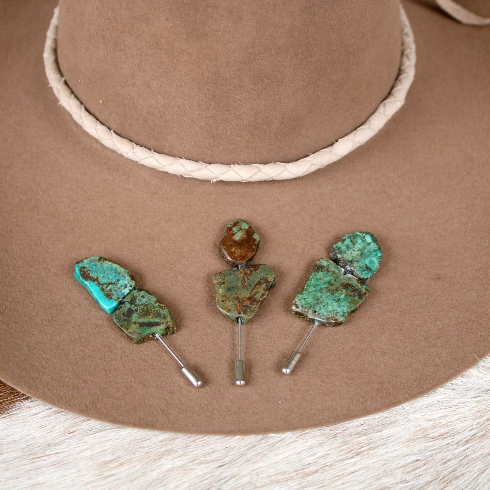 Stacked Natural Turquoise Hat Stick Pin